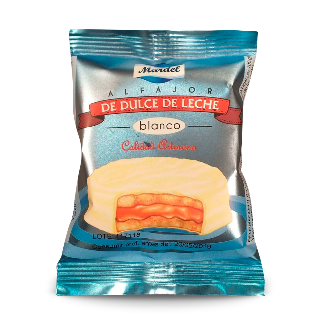 Alfajor de Dulce de Leche Mardel Chocolate Blanco x 1