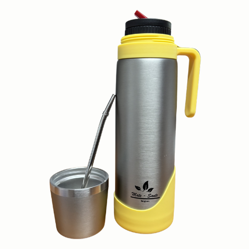 [9504867354128] Termo 3 en 1 Acero Inoxidable 1 Litro con Pico Matero Color Amarillo