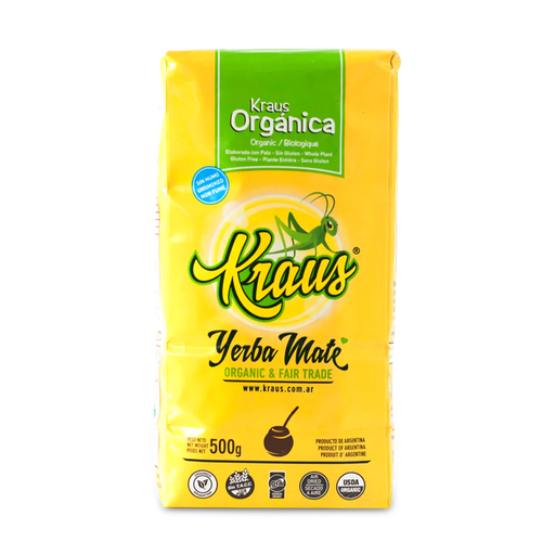 [7798059750252] Kraus Yerba Mate Orgánica Fair Trade con Palo (Sin Ahumar) 500 Grs
