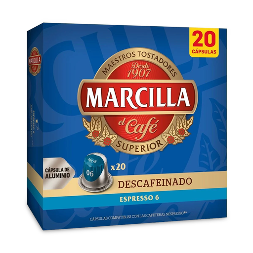[8711000467930] Cafe Marcilla Descafeinado - 20 Cápsulas Compatibles con Nespresso